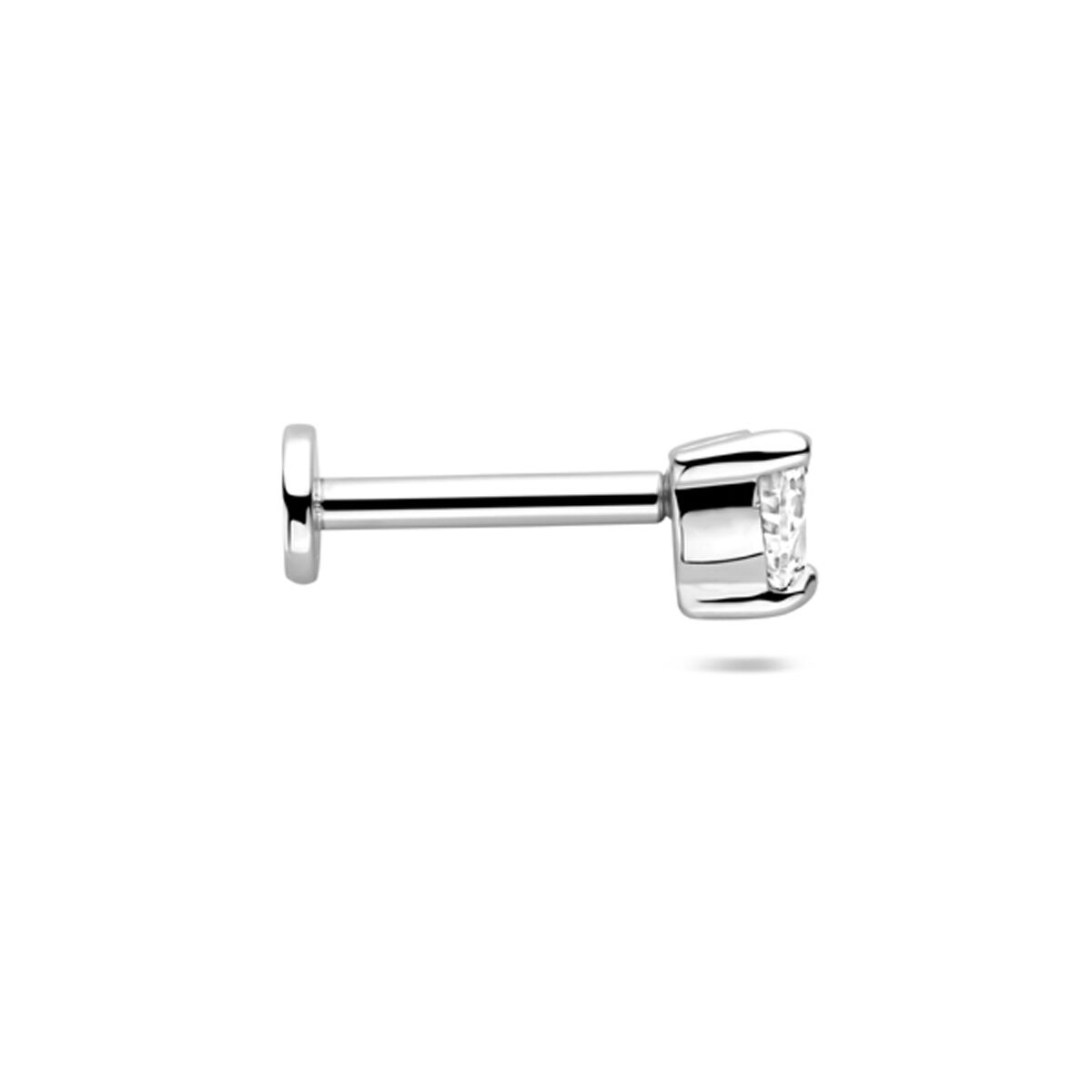 Zilveren gerhodineerde flat back piercing zirkonia 3,5 x 4,0 mm - 1340820