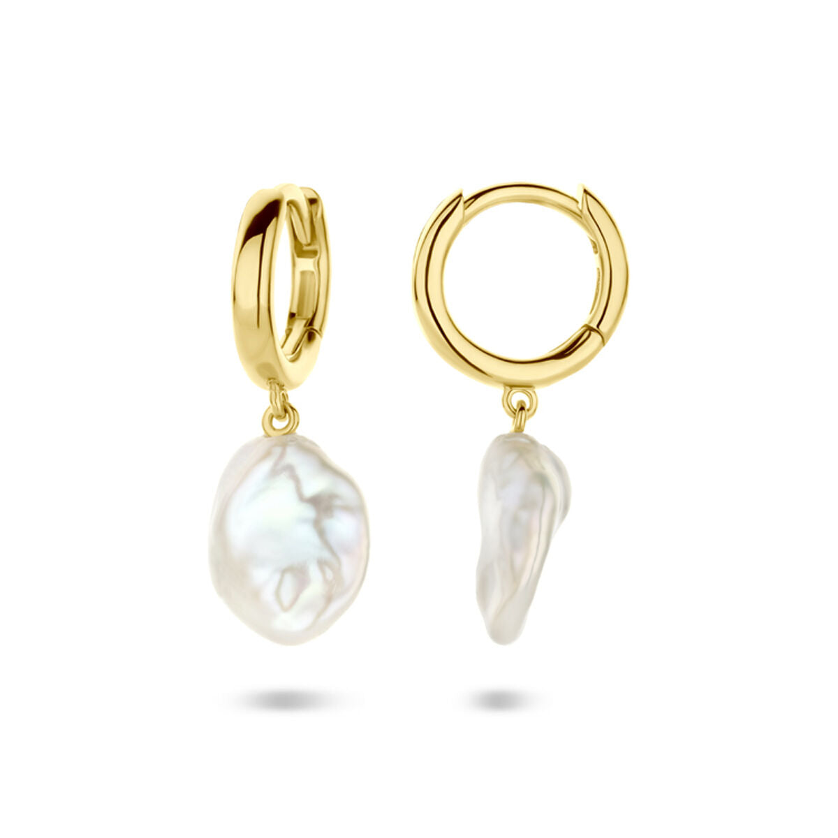 Zilveren vergulde geel klapoorringen barok parel 24 mm 1 micron - 2104041