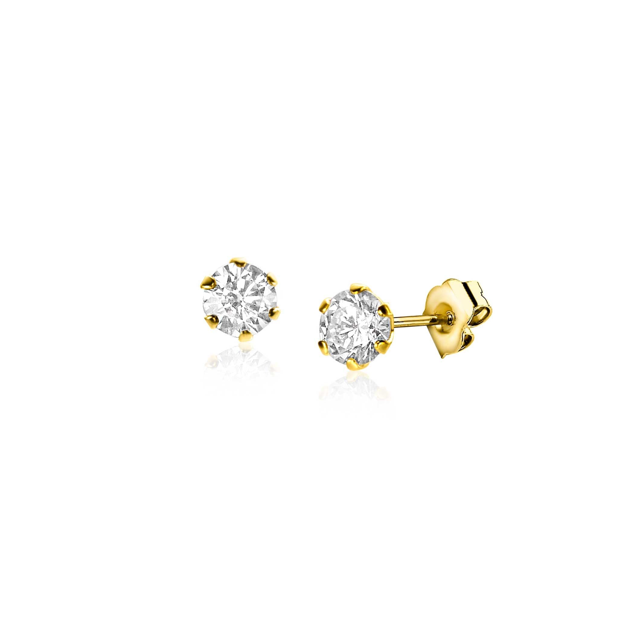ZINZI 14K Gouden Oorknoppen met Witte Zirkonia ZGO455 oorbellen