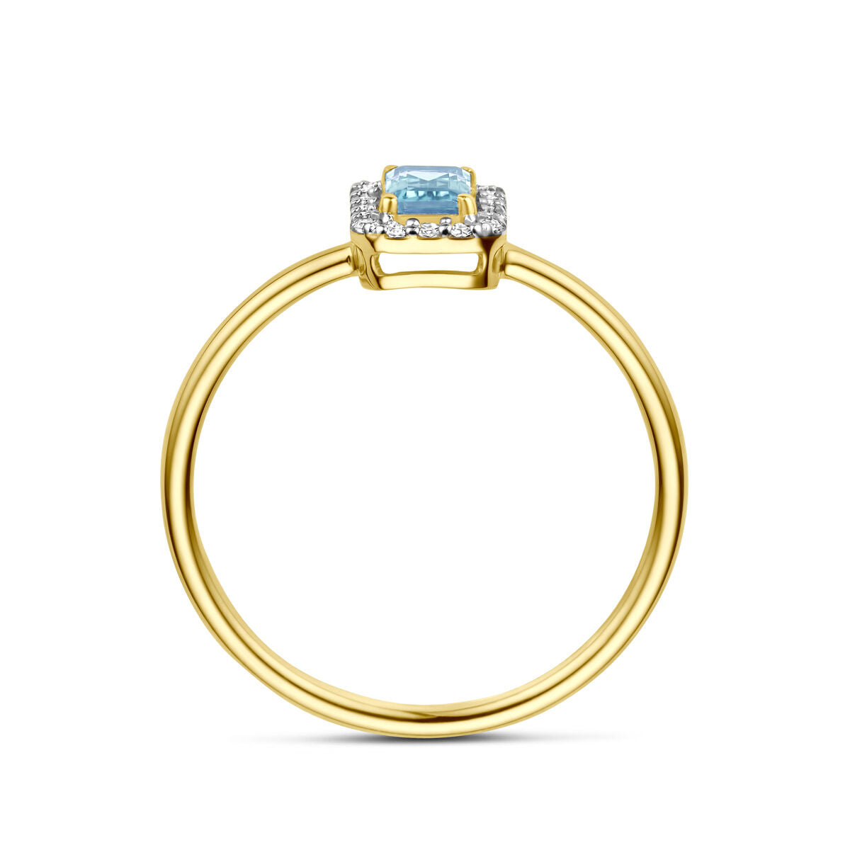 Fantasy Collection Ring aquamarijn en diamant 0.08ct h si 14K geelgoud