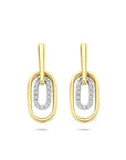 14K bicolor gouden geel/wit oorhangers diamant 0.08ct 2x 0.04ct h si 20 mm - 4209057