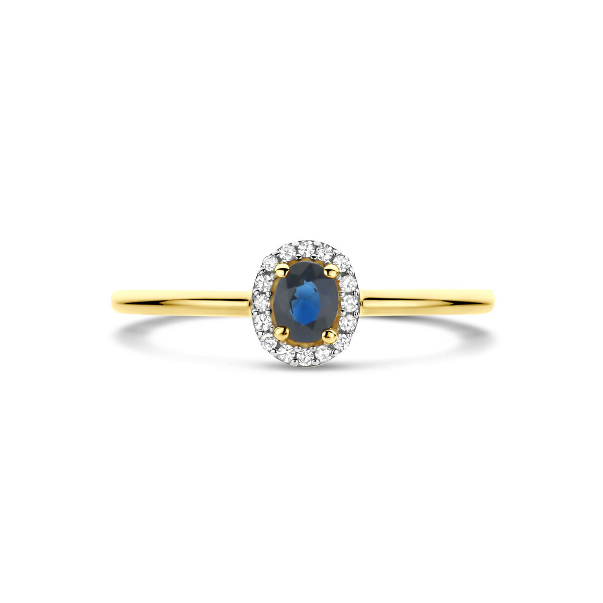 Fantasy Collection Ring saffier en diamant 0.05ct h si 14K geelgoud
