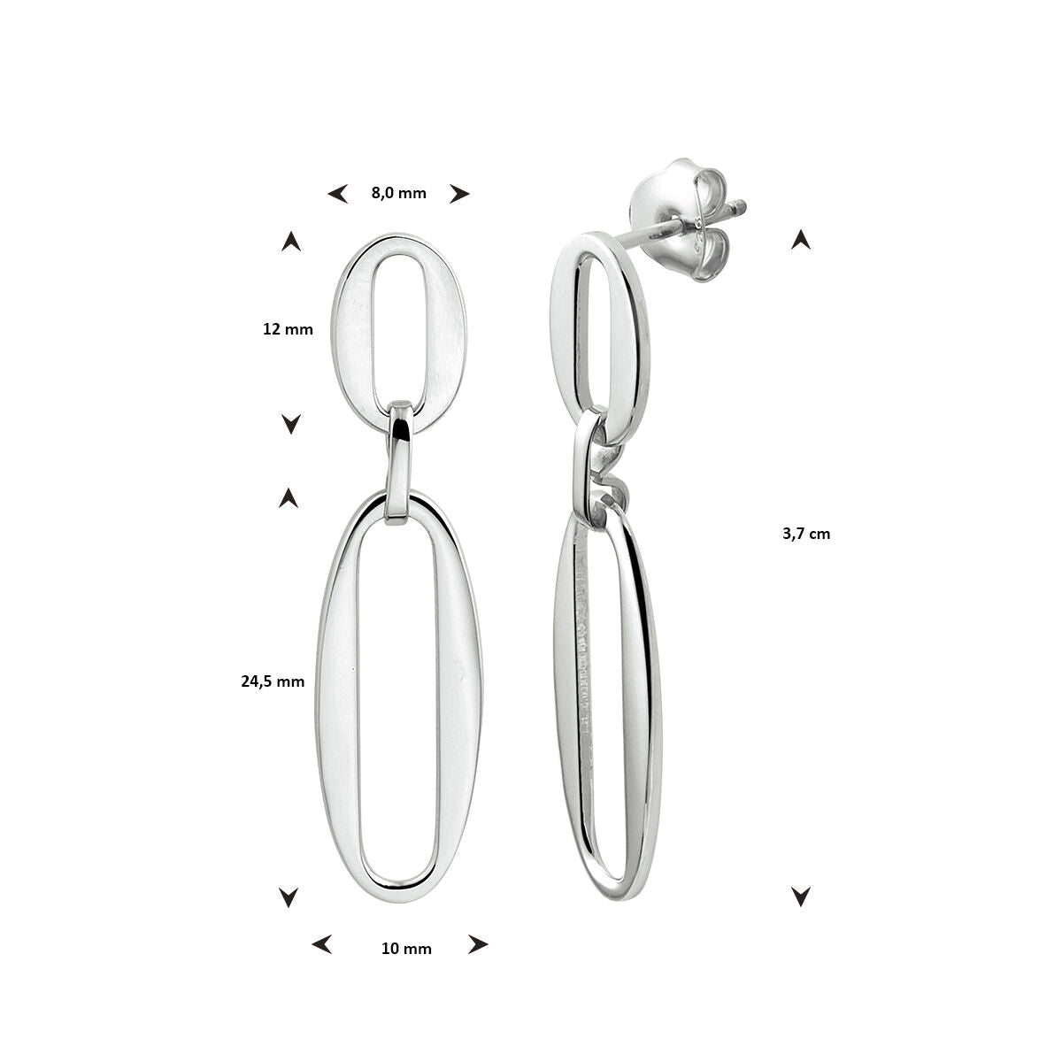 Fantasy Collection Hangende oorbellen paperclip zilver