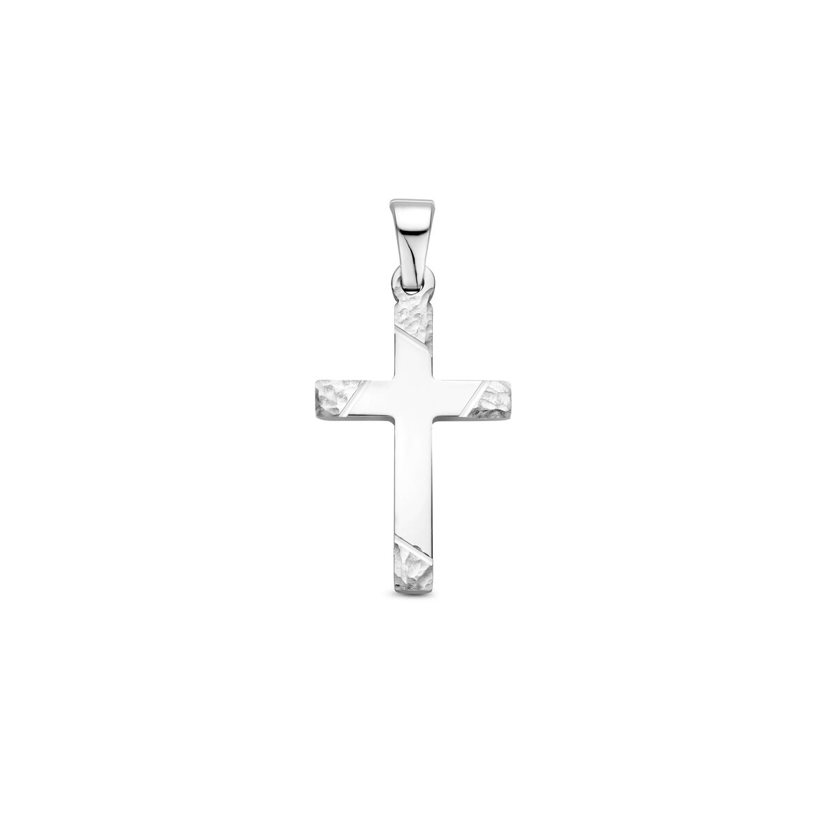 Fantasy Collection Hanger kruis gehamerd 20 mm zilver