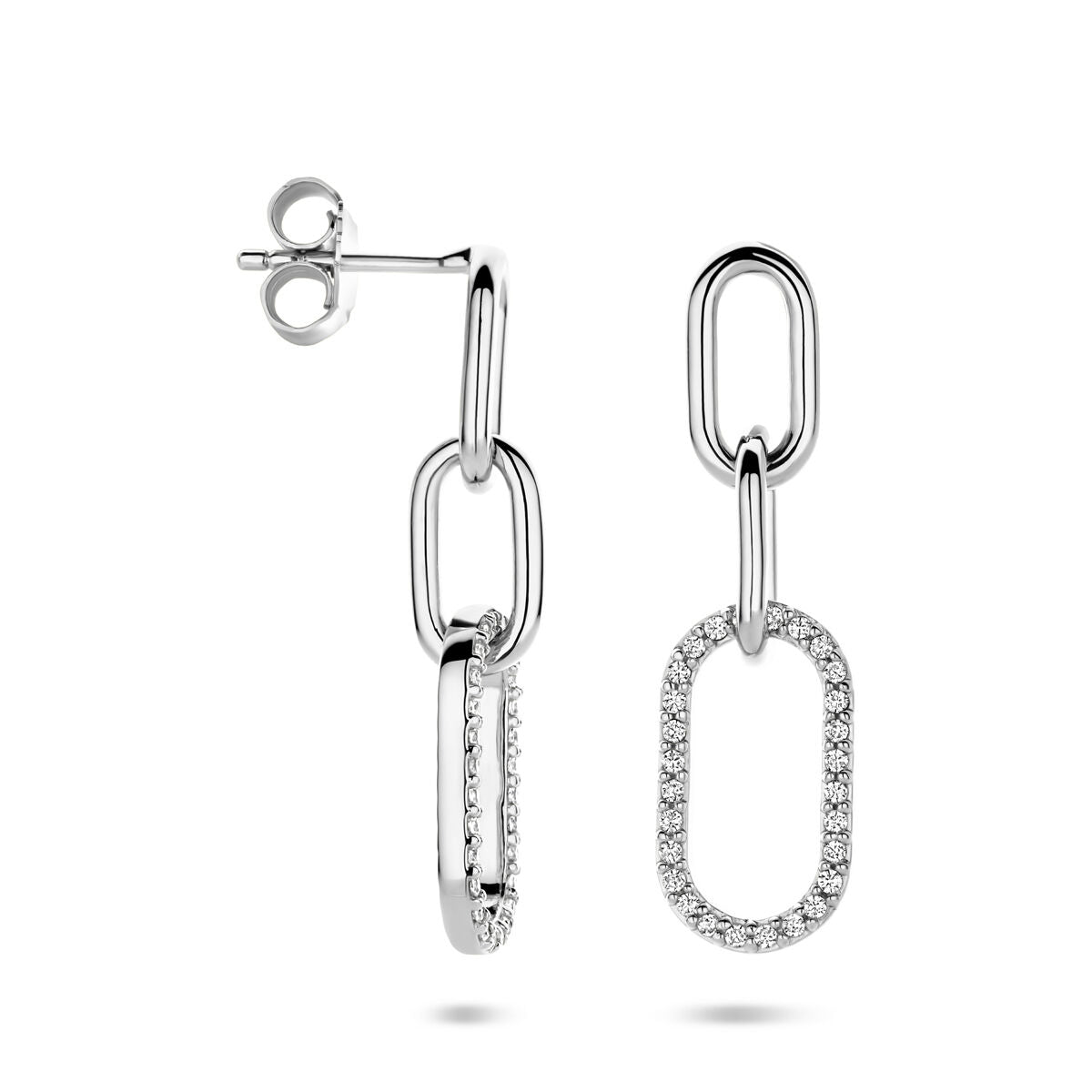 Zilveren gerhodineerde oorhangers zirkonia 30 mm - 1340972