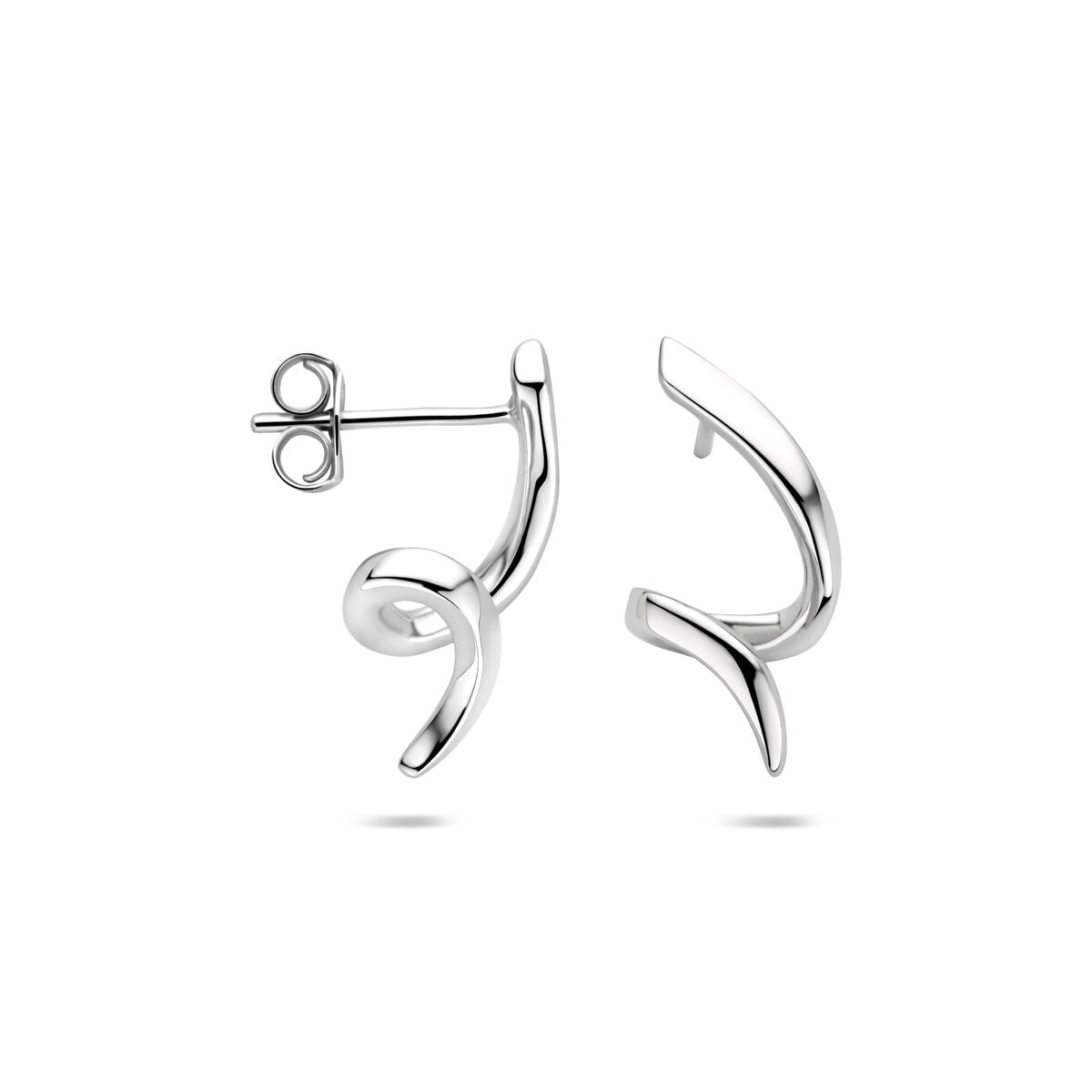 Zilveren gerhodineerde oorknoppen gedraaid 18 mm - 1340790