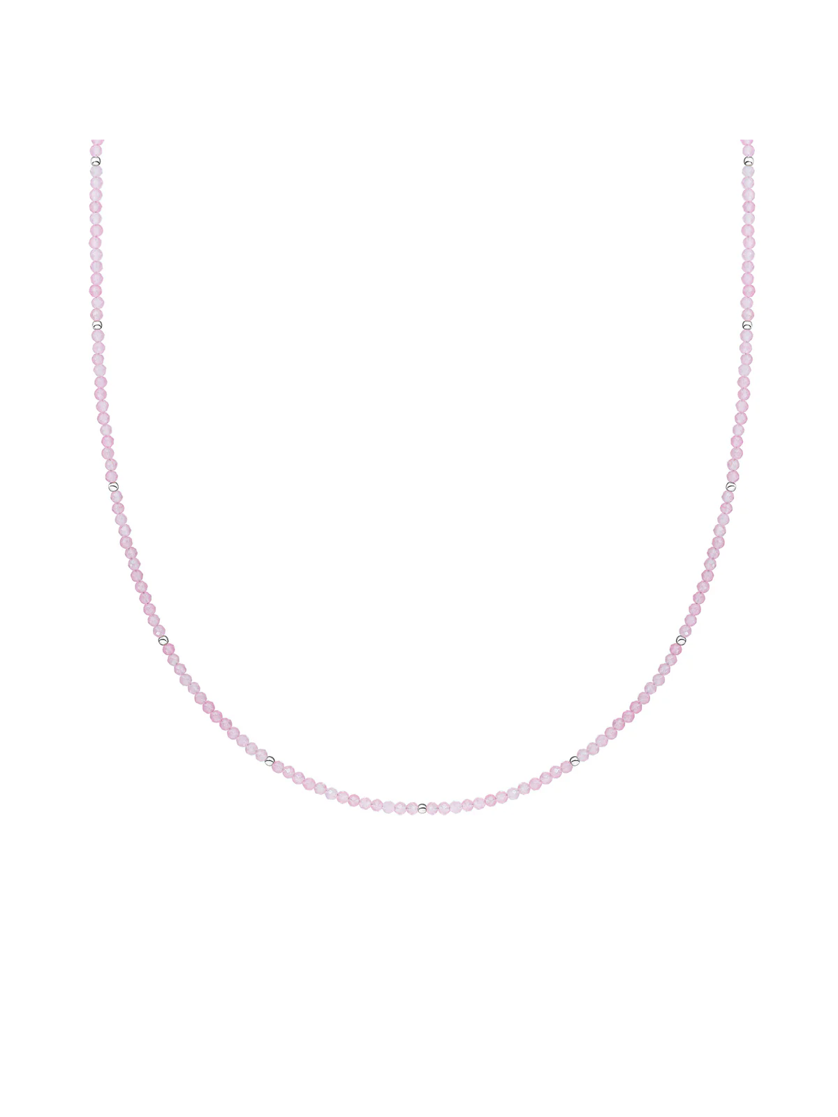 Sparkling Jewels Ketting 2mm Rozenkwarts 42cm +2cm NLK04S-G13 Zilverkleurig