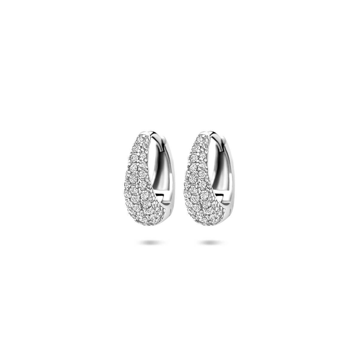Zilveren gerhodineerde klapoorringen zirkonia 12,5 mm - 1341120