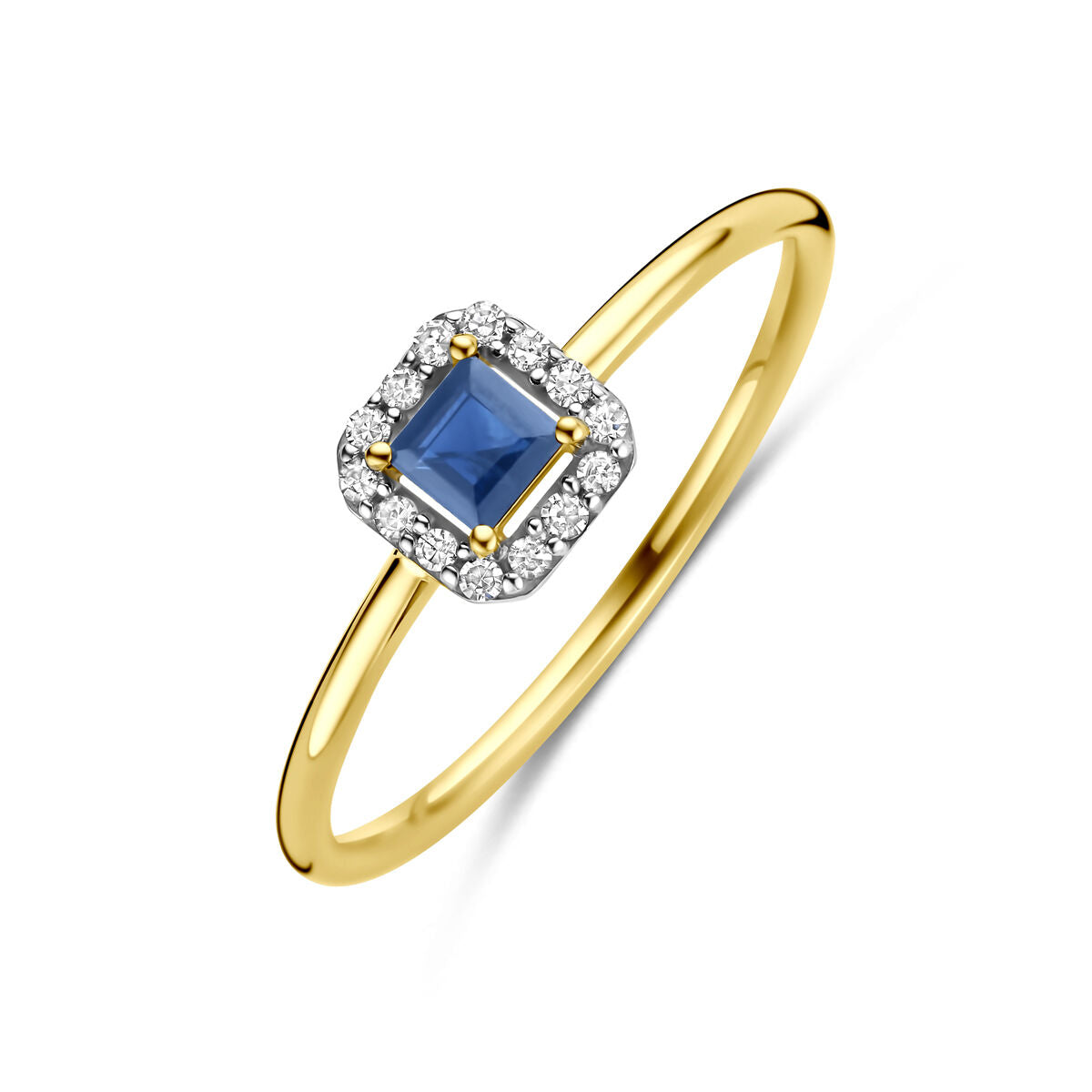 Fantasy Collection Ring saffier en diamant 0.07ct h si 14K geelgoud