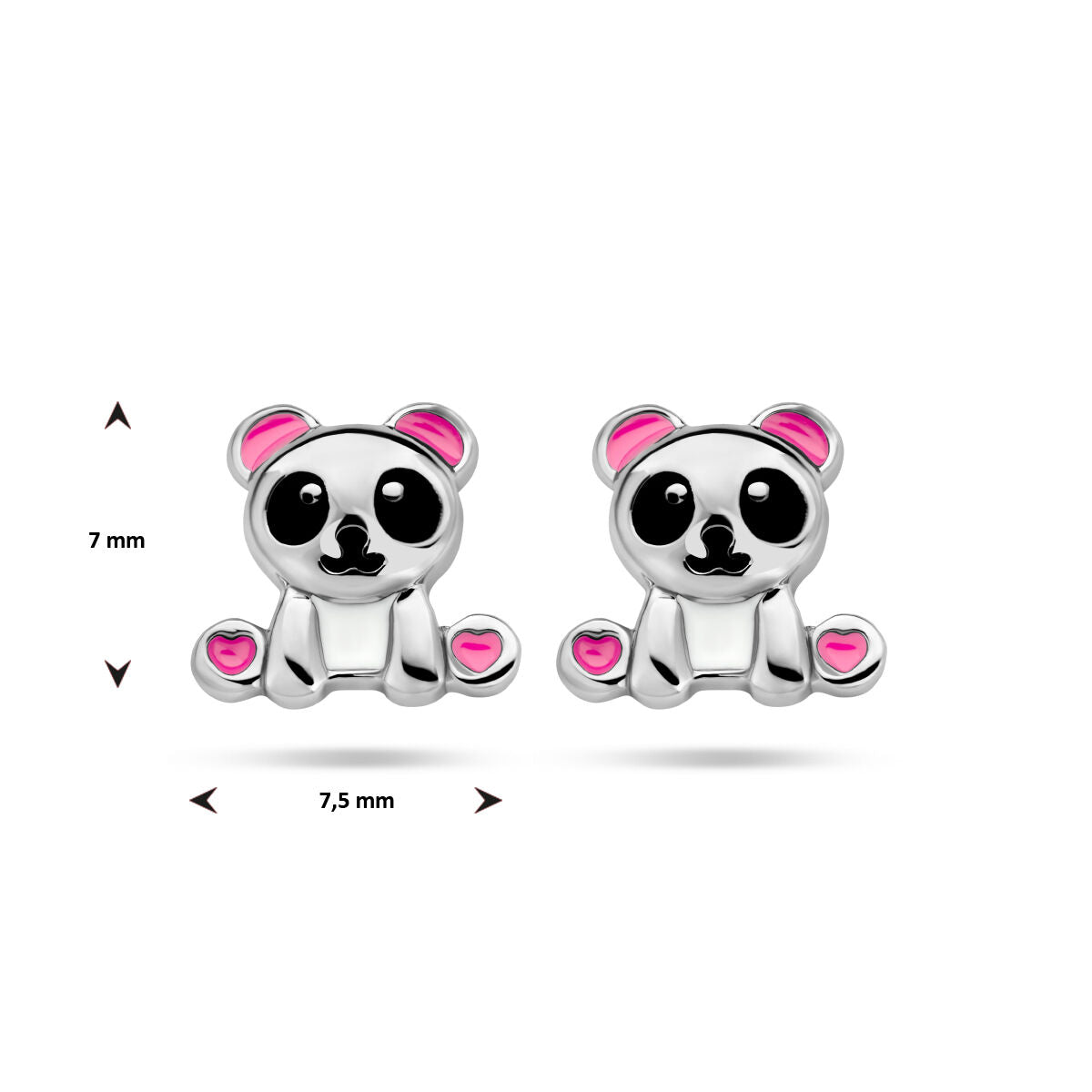 Fantasy Collection Oorbellen emaille panda zilver