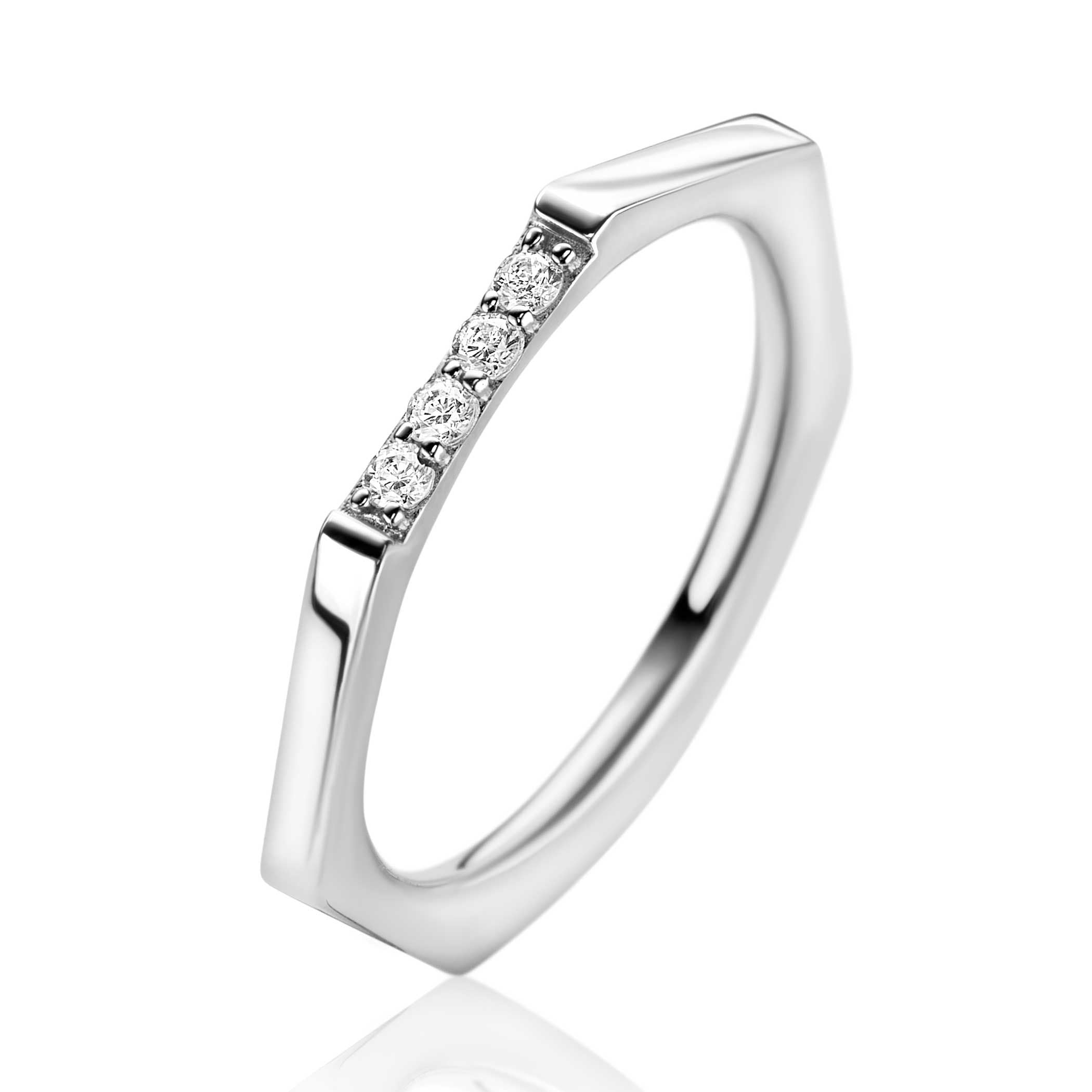 ZINZI Zilveren Ring met Witte Zirkonia - ZIR2492