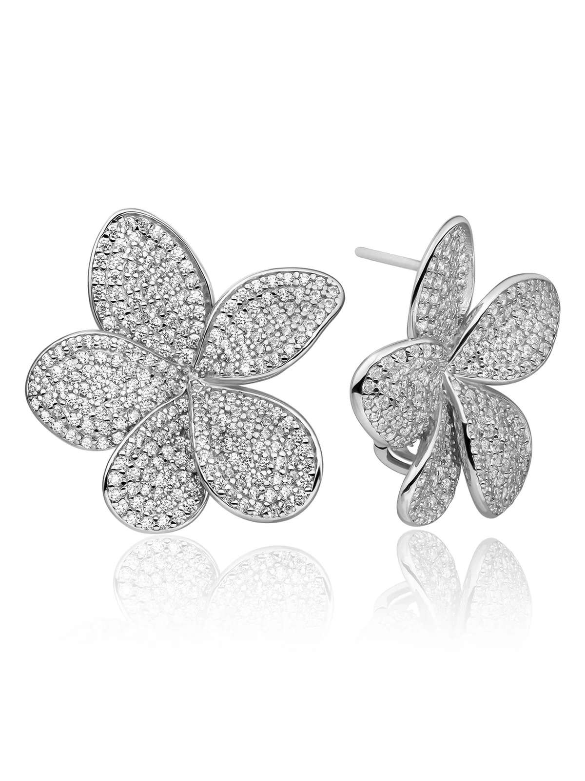 Sparkling Jewels Oorknoppen Flora zirkonia EAS38 Zilverkleurig