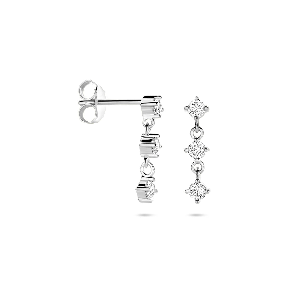 Zilveren gerhodineerde oorhangers zirkonia 16 mm - 1341001