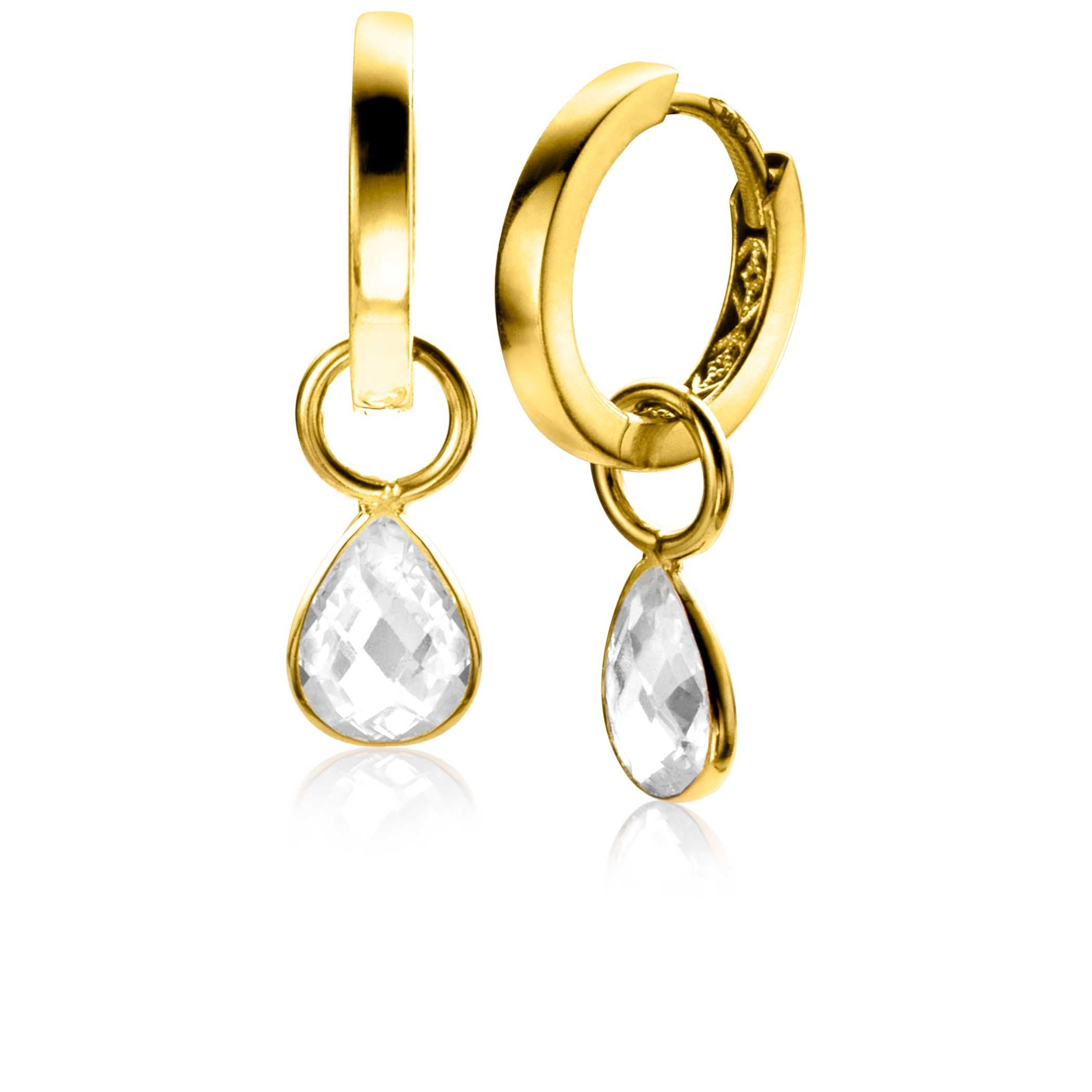 ZINZI 14K Gouden Oorbedels met Witte Zirkonia ZGCH390