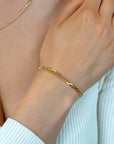 ZINZI gold plated armband met popcorn & paperclip schakels 5,5mm breed ZIA2709G