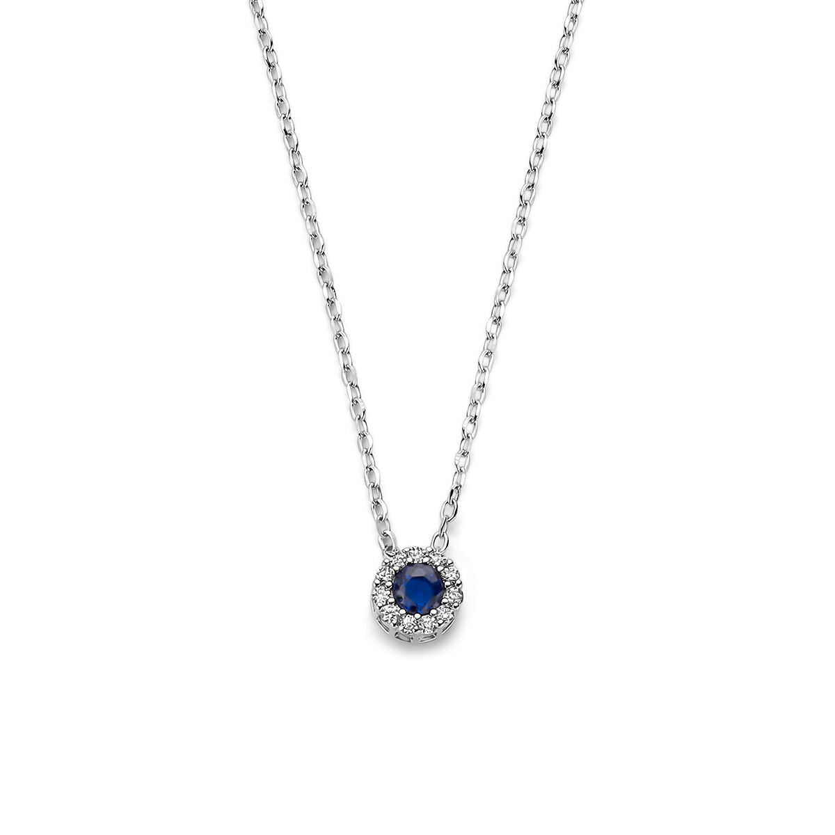 Fantasy Collection Collier saffier zirkonia 41 - 43 - 45 cm zilver