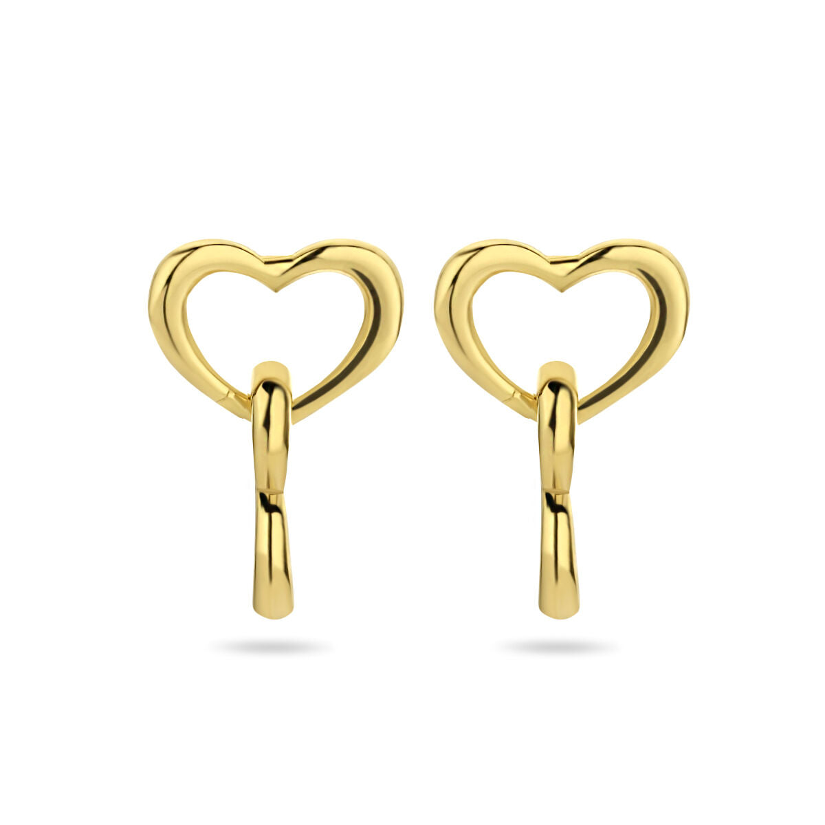 Fantasy Collection Hangende oorbellen hartjes 13 mm 1 micron zilver verguld