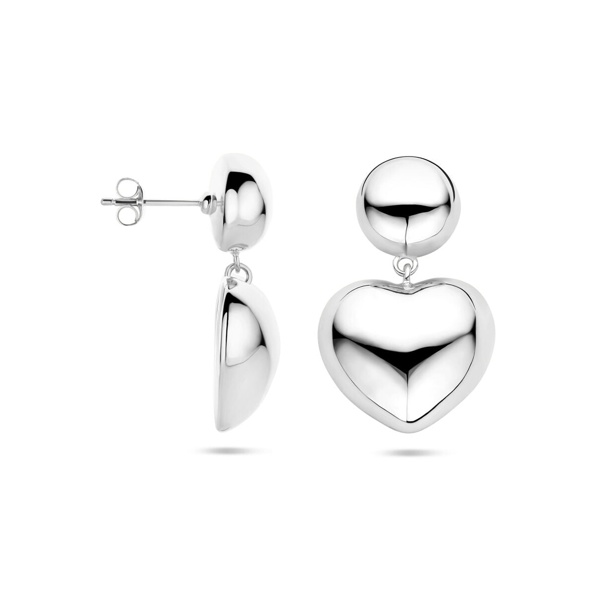 Fantasy Collection Hangende oorbellen hartjes 32 mm zilver