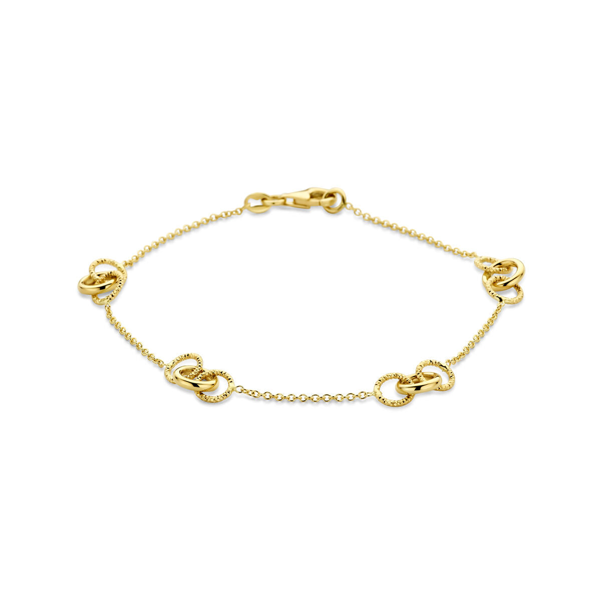 Fantasy Collection Armband rondjes gediamanteerd 19 cm 14K geelgoud