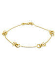 14K geelgouden armband rondjes gediamanteerd 19 cm - 4035275