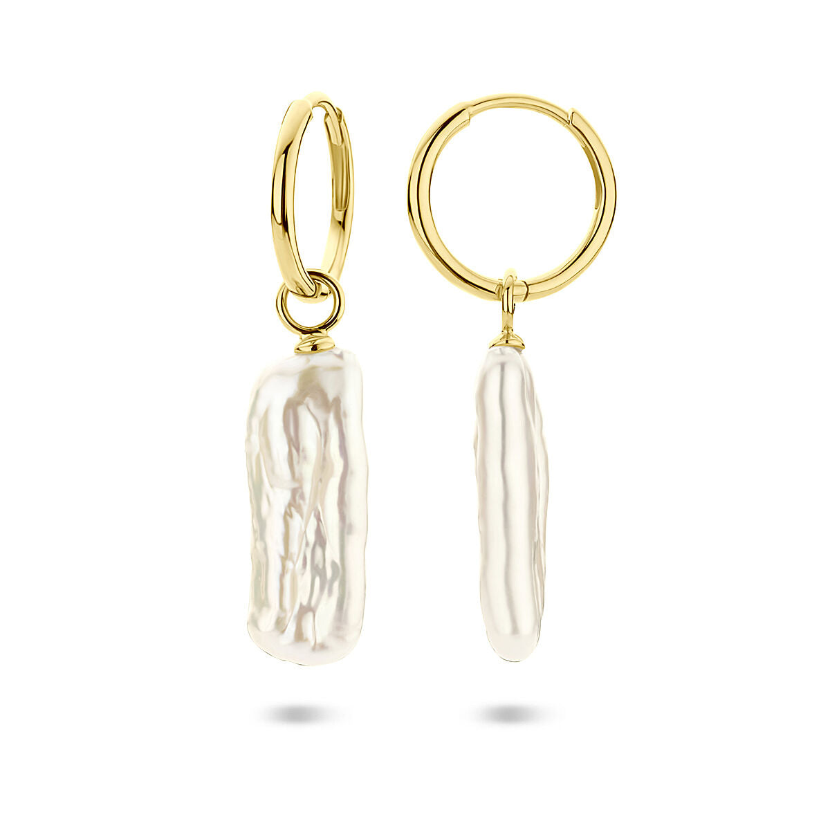 Zilveren vergulde geel oorringen parel 38 mm 1 micron - 2104120