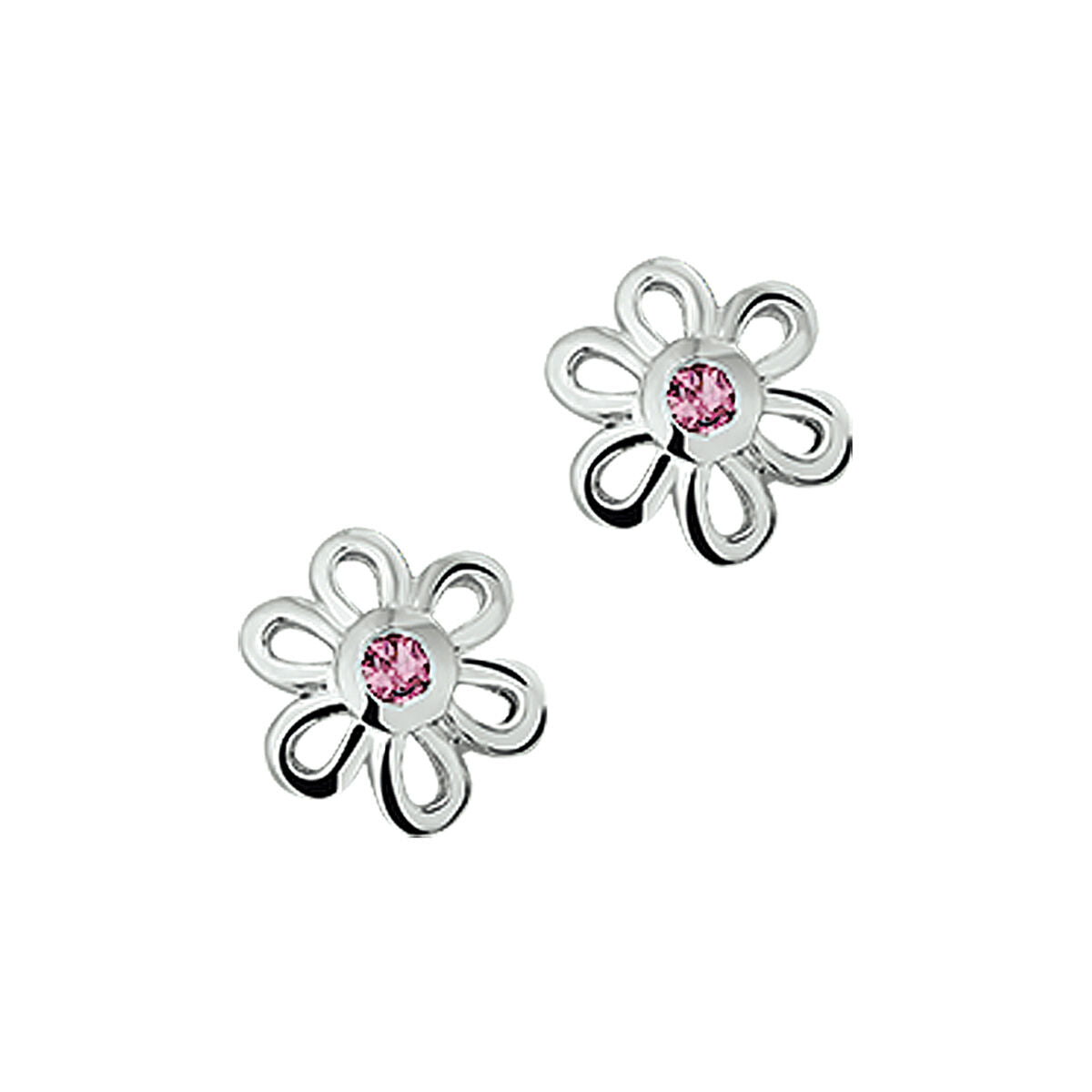 Fantasy Collection Oorbellen bloem zirkonia 8,5 mm zilver