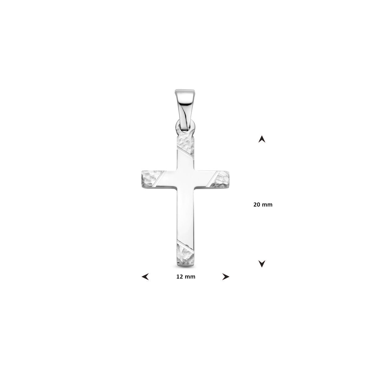 Fantasy Collection Hanger kruis gehamerd 20 mm zilver