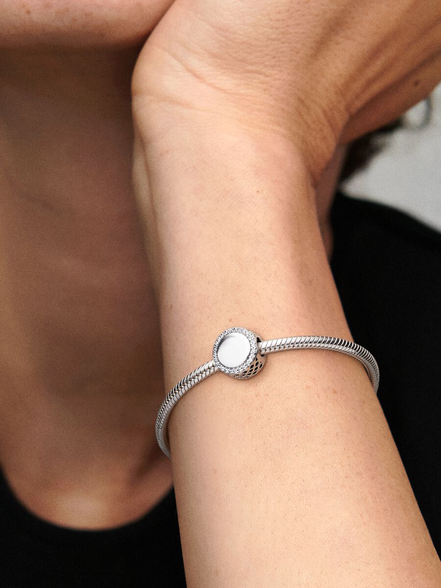 Pandora Graveerbare Sprankelende Button Bedel zilver - 798747C01