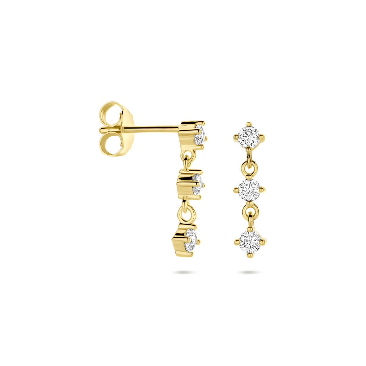Zilveren vergulde geel oorhangers zirkonia 16 mm 1 micron - 2104051