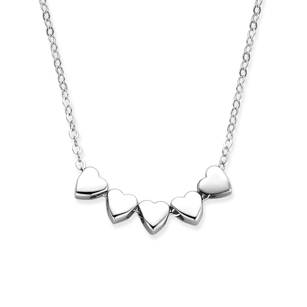 Fantasy Collection Collier 5 hartjes 41 + 4 cm zilver