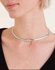 Rosefield Ketting Snake Heart Choker White Crystal Zilverkleurig Rhodium Plated Stainless Steel Dames - JNSWS-J1003