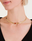Rosefield Ketting Snake Heart Choker Ruby Goudkleurig Verguld 14K Goud Stainless Steel Dames - JNSRG-J1004