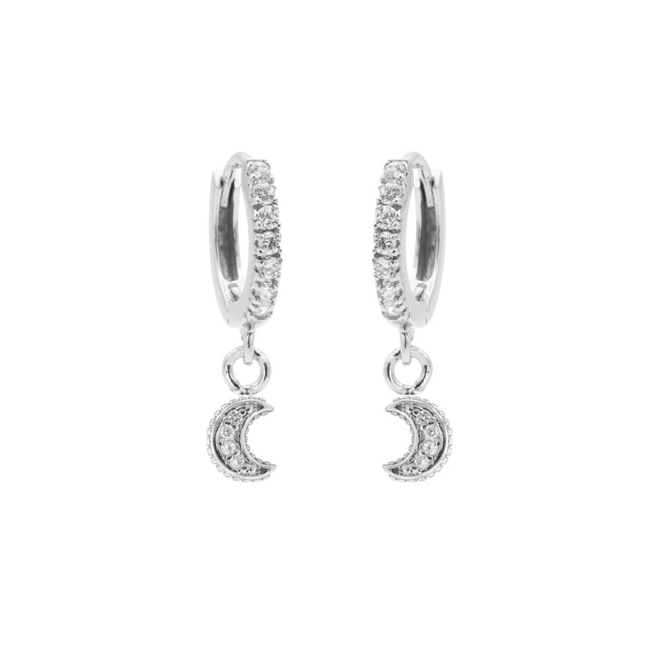 Karma Zirconia Hinged Hoops Symbols Moon M2581H oorbellen