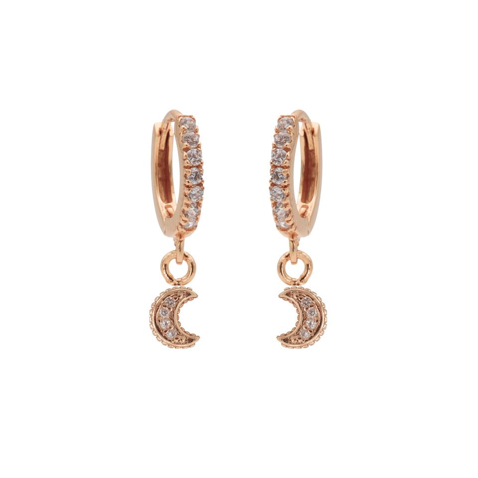 Karma Zirconia Hinged Hoops Symbols Moon M2582H oorbellen