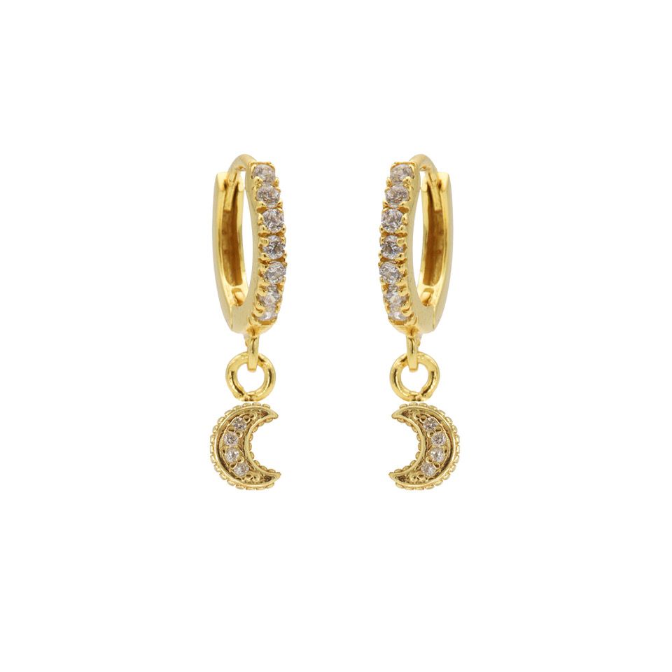 Karma Zirconia Hinged Hoops Symbols Moon M2583H oorbellen