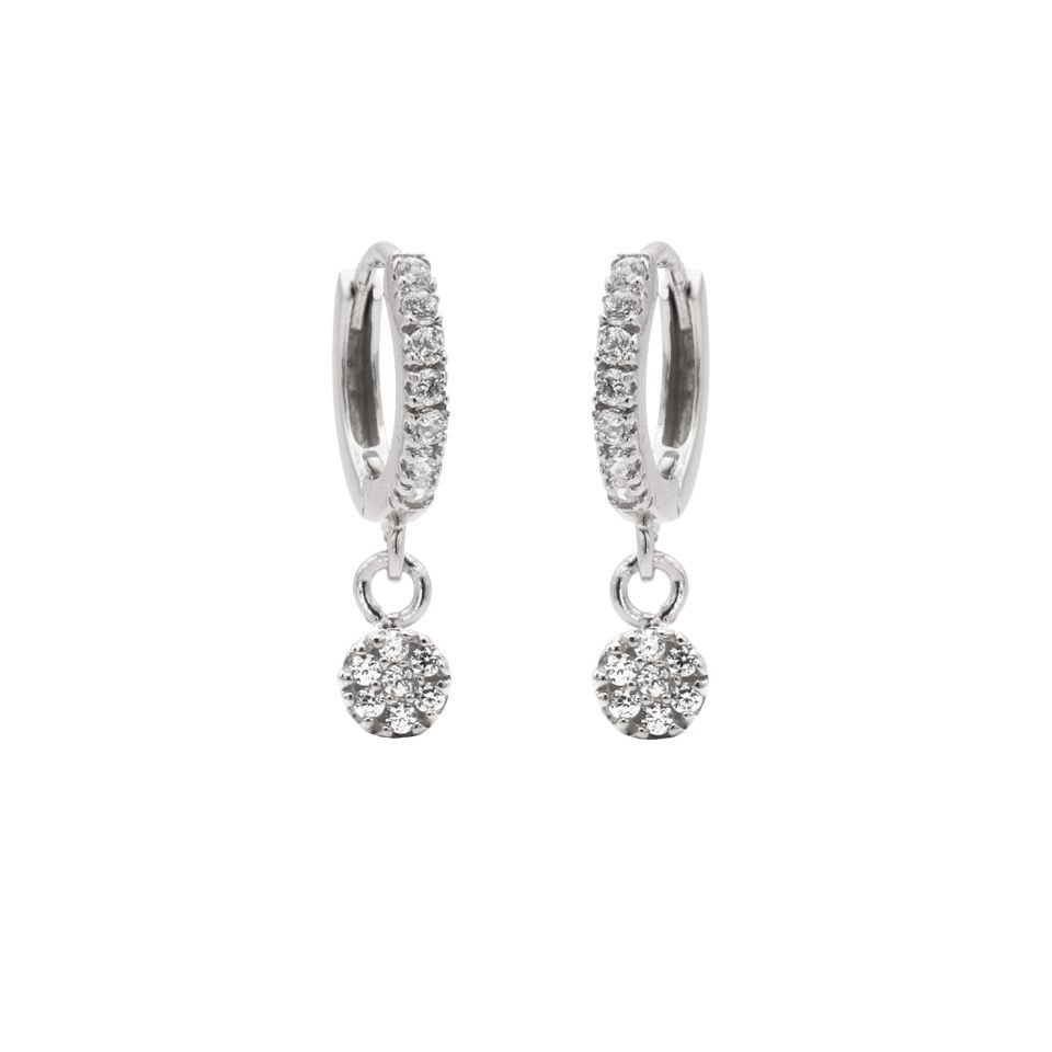 Karma Zirconia Hinged Hoops Symbols Disc M2843H oorbellen