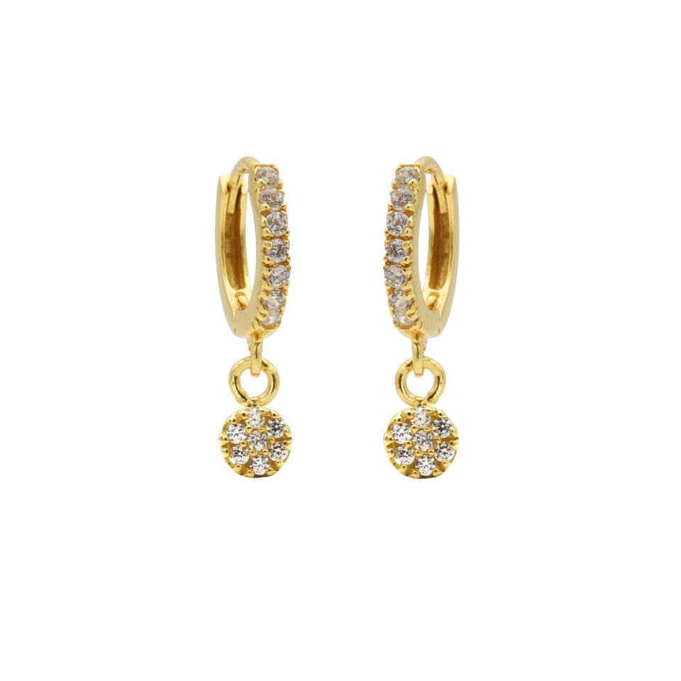 Karma Zirconia Hinged Hoops Symbols Disc M2845H oorbellen