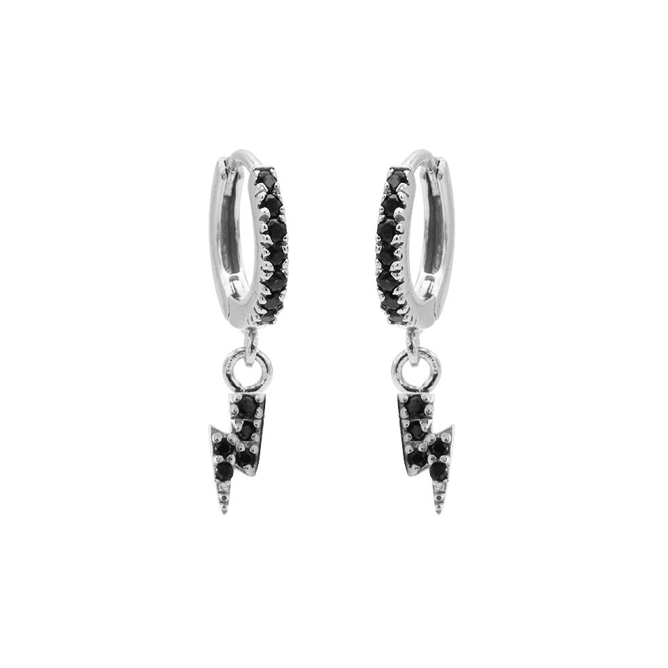 Karma Zirconia Hinged Hoops Symbols Lightning M2949HB oorbellen