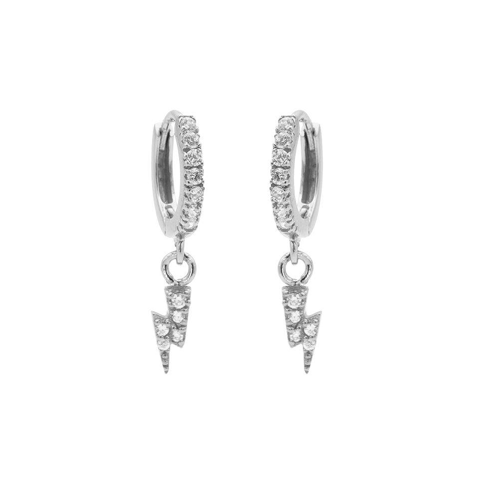 Karma Zirconia Hinged Hoops Symbols Lightning M2949HW oorbellen