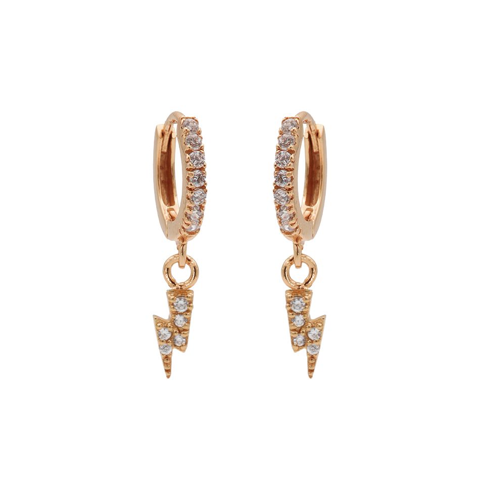 Karma Zirconia Hinged Hoops Symbols Lightning M2950HW oorbellen