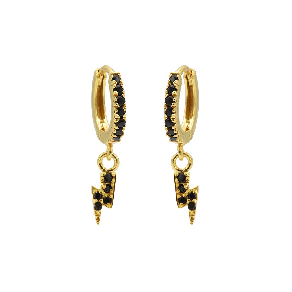 Karma Zirconia Hinged Hoops Symbols Lightning M2951HB oorbellen