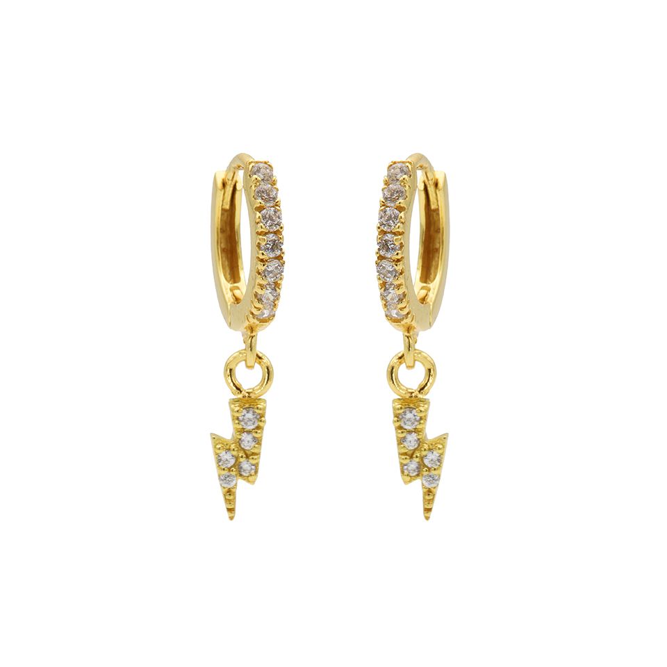 Karma Zirconia Hinged Hoops Symbols Lightning M2951HW oorbellen