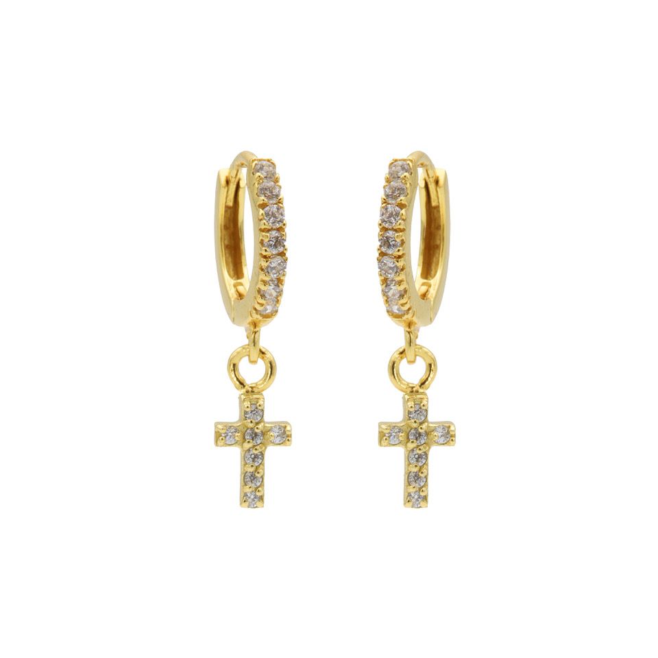 Karma Zirconia Hinged Hoops Symbols Faith M3086GP oorbellen