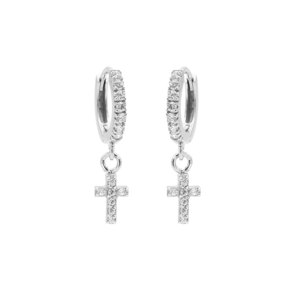 Karma Zirconia Hinged Hoops Symbols Faith M3086S oorbellen