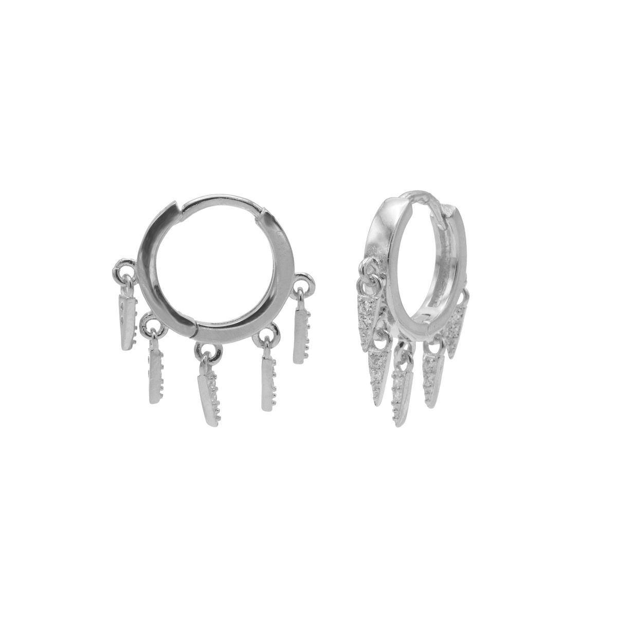 Karma Plain Hinged Hoops 5 Zirconia Cones 14MM M3183S oorbellen