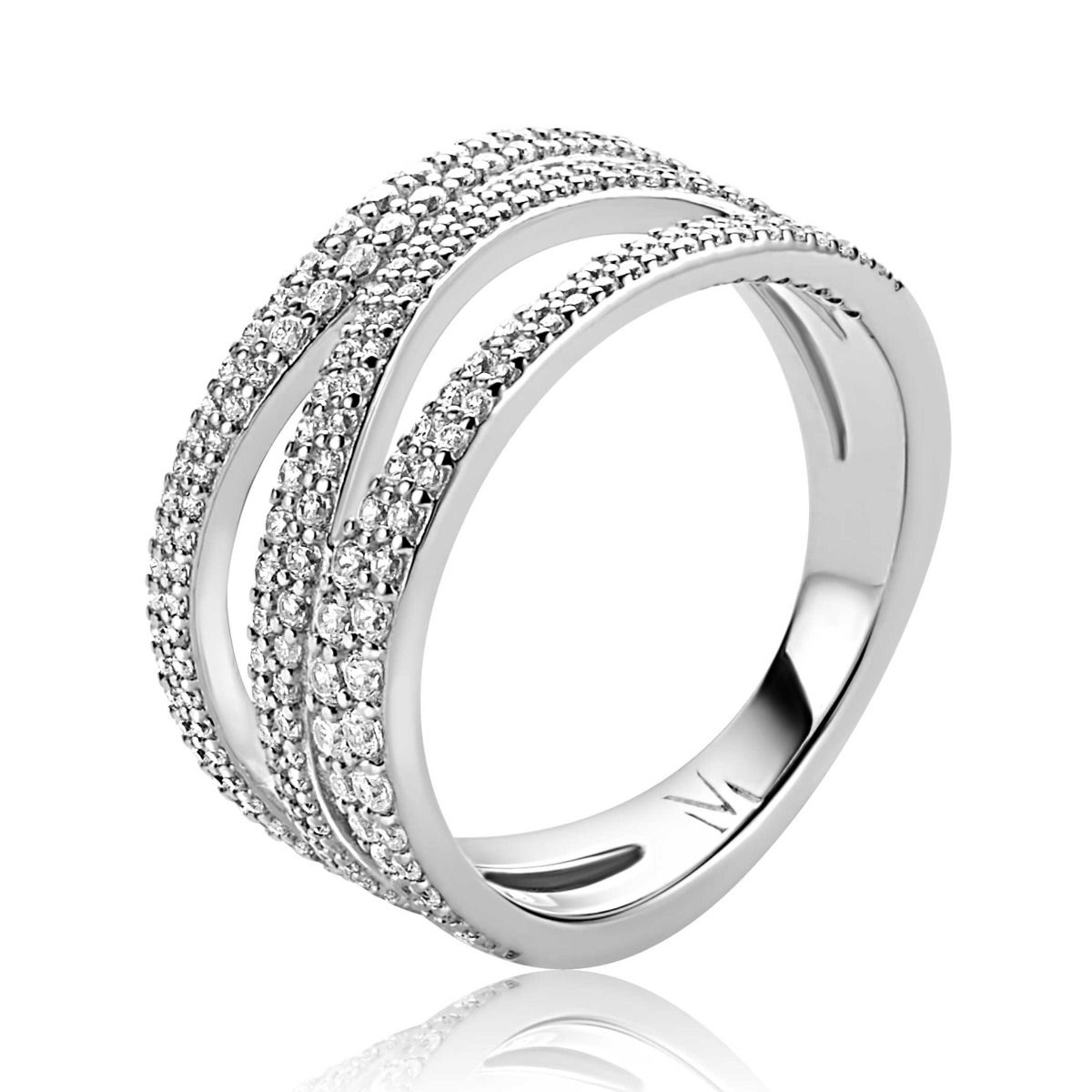 ZINZI Zilveren Ring met Witte Zirkonia MVR26
