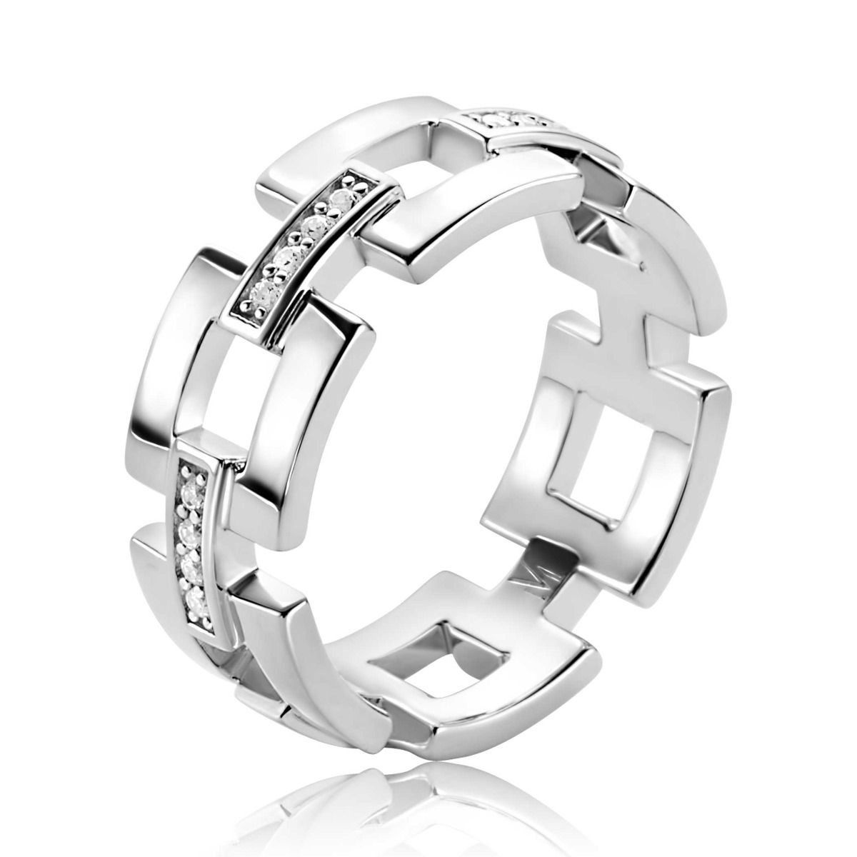 ZINZI Zilveren Ring met Witte Zirkonia MVR27