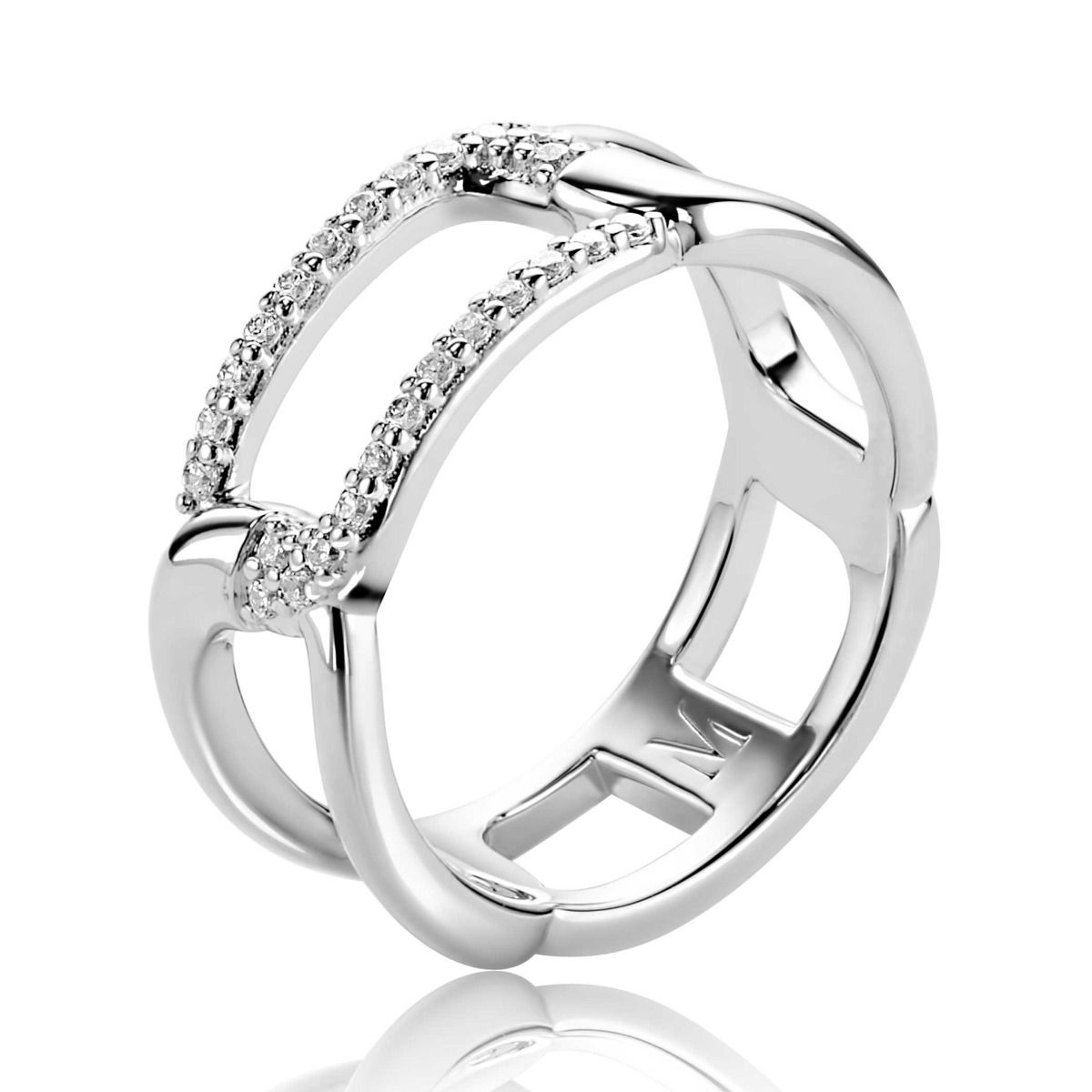 ZINZI Zilveren Ring met Witte Zirkonia MVR28