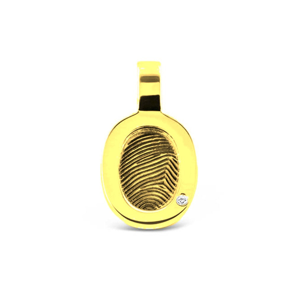 See You Ovale vingerafdrukhanger met steen in goud – 402 – afbeelding 1
