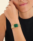 Rosefield horloge BEGSG-B05 The Boxelle Emerald Dial Gold Indexes Gold Steel Strap - PansiteNederland.nl